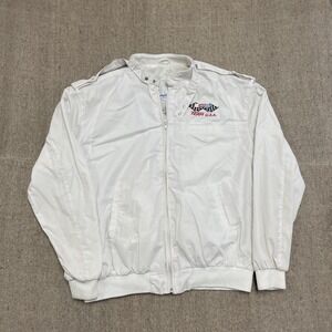 vintage Nascar Windbreaker Jacket mens medium White 1990s zip up team USA
